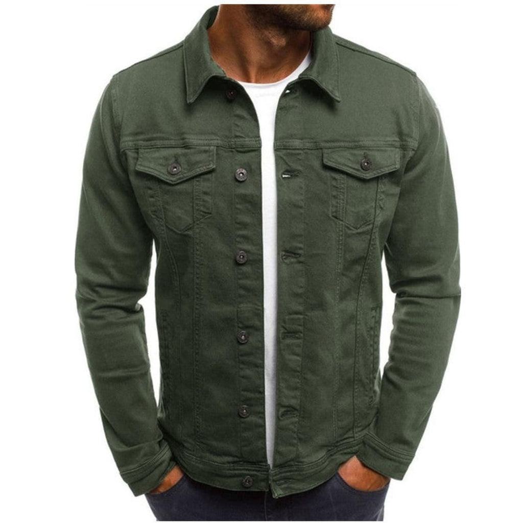 heren trucker jas met hemdkraag in groen