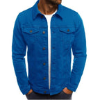 heren trucker jas met hemdkraag in blauw