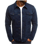 heren trucker jas met hemdkraag in donkerblauw