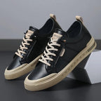 heren two-tone sneakers met lage top in zwart/beige