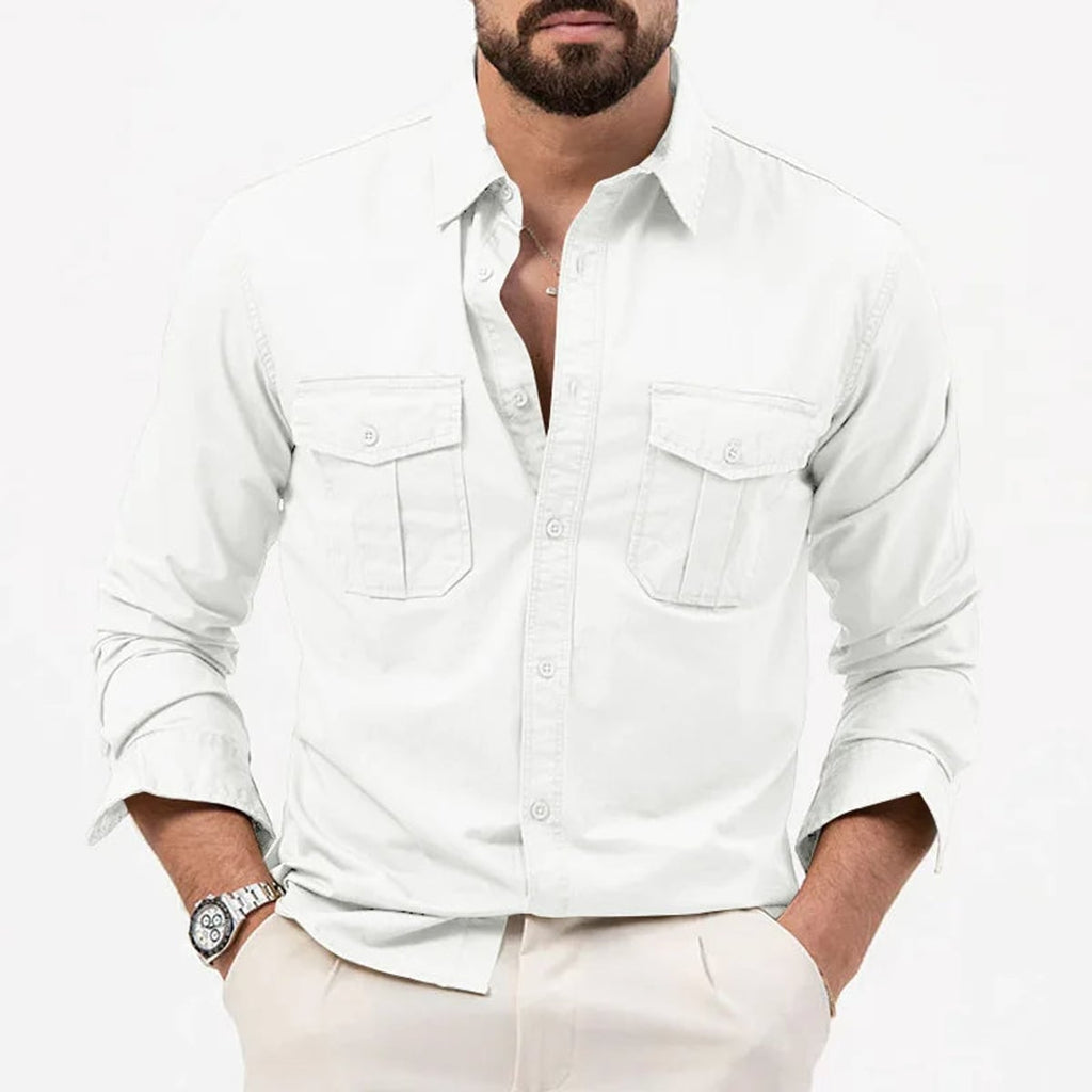 heren utility poloshirt met lange mouwen