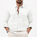 heren utility poloshirt met lange mouwen