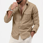 heren utility poloshirt met lange mouwen