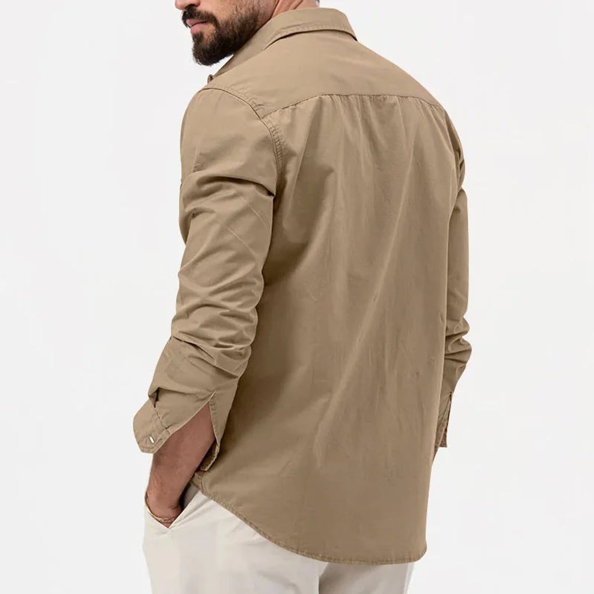 heren utility poloshirt met lange mouwen
