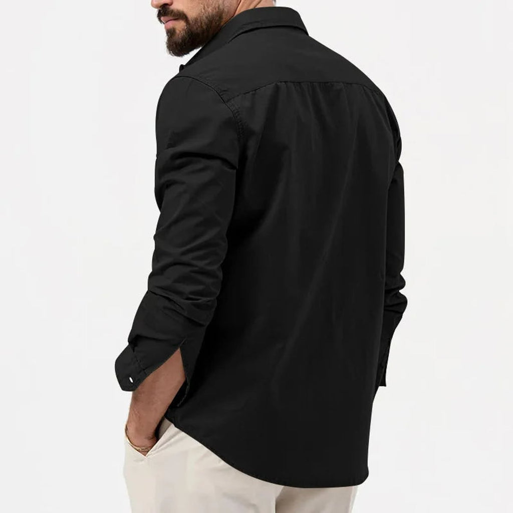 heren utility poloshirt met lange mouwen