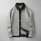 heren vest met knopen en denim kraag in grijs