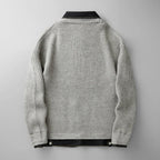 heren vest met knopen en denim kraag in grijs