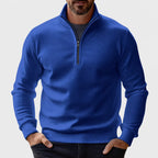 heren vest met rits en staande kraag in blauw