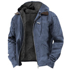 heren waterafstotende jas met capuchon in blauw