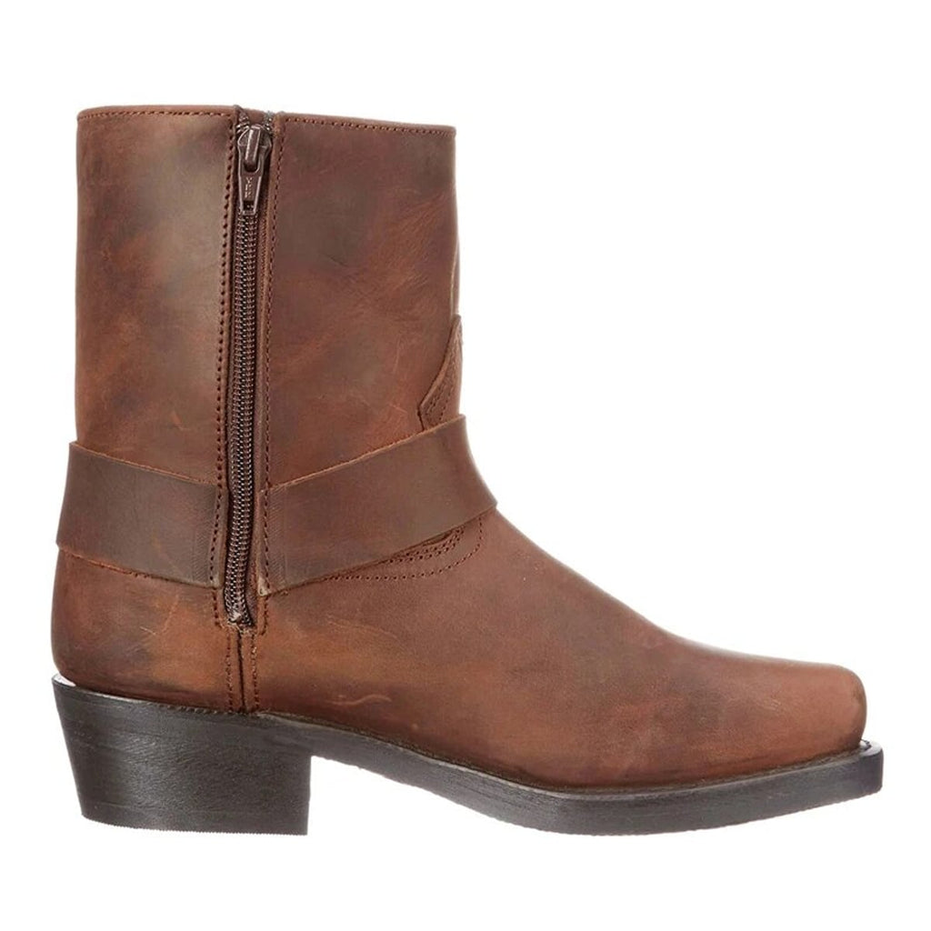 heren western harness boot met ritssluiting in donkerbruin