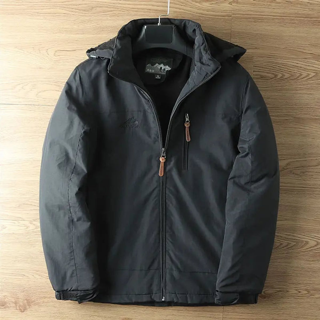 heren winterjas met afneembare capuchon in zwart