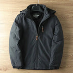 heren winterjas met afneembare capuchon in zwart