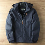 heren winterjas met afneembare capuchon in marine
