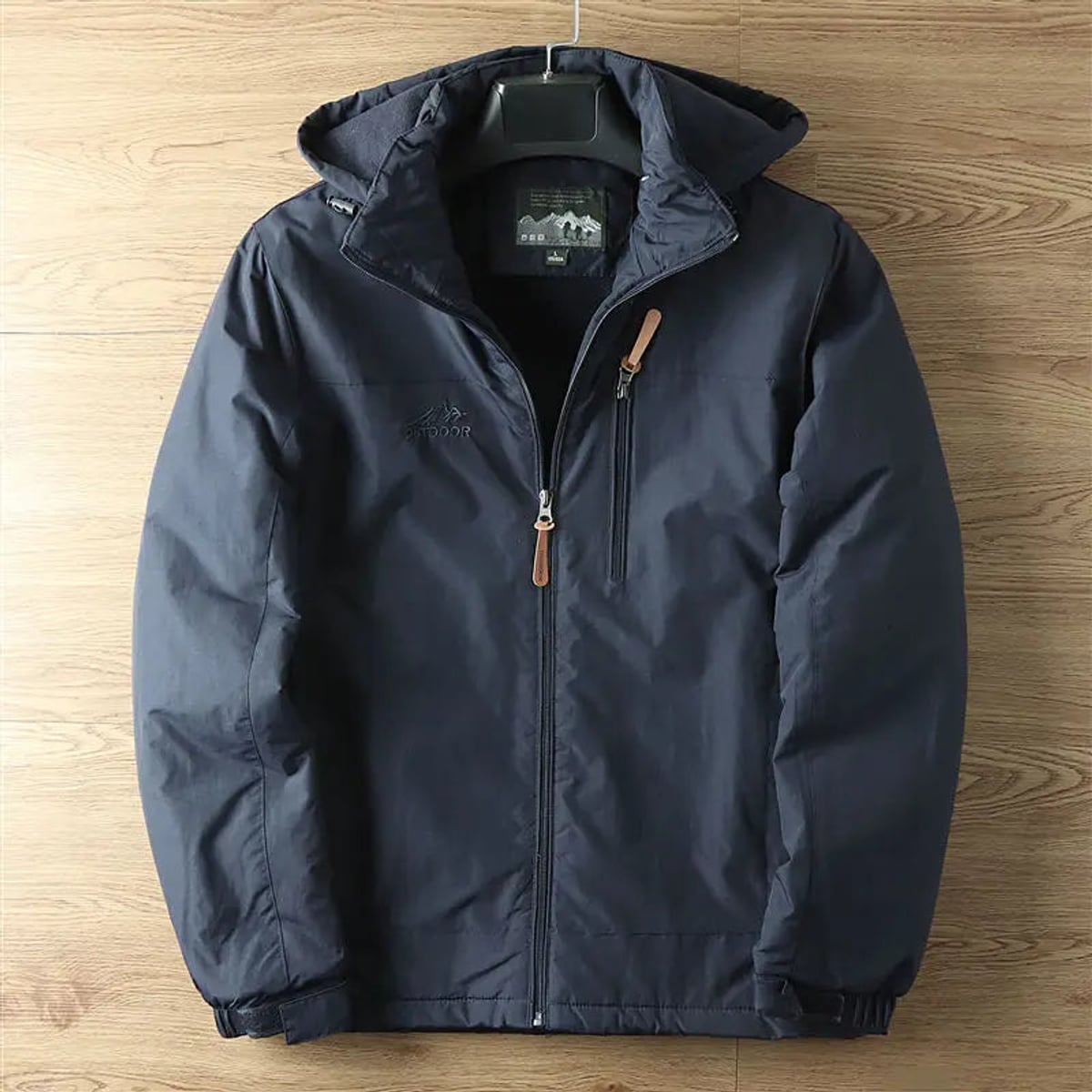 heren winterjas met afneembare capuchon in marine