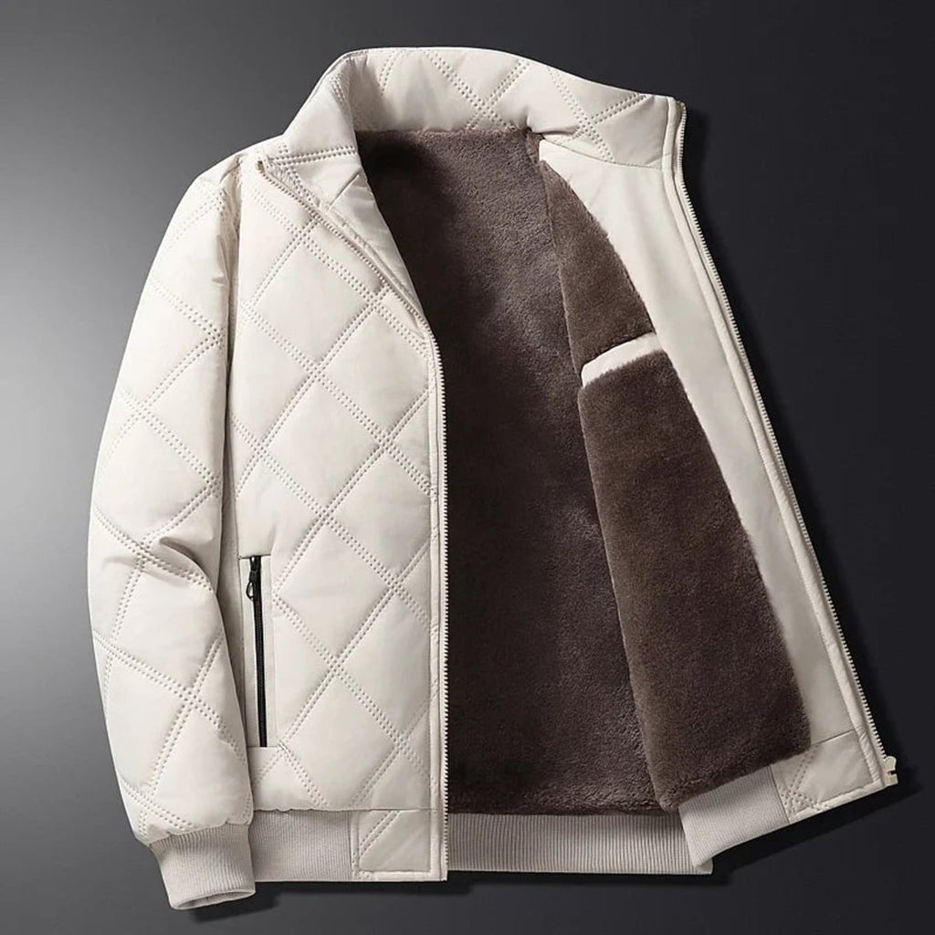 heren winterjas met gewatteerd patroon in wit
