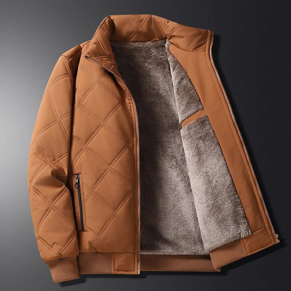 heren winterjas met gewatteerd patroon in bruin