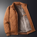 heren winterjas met gewatteerd patroon in bruin