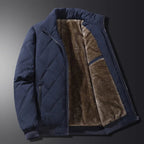 heren winterjas met gewatteerd patroon in marineblauw