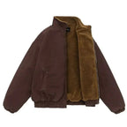 heren winterjas met sherpa voering in rood