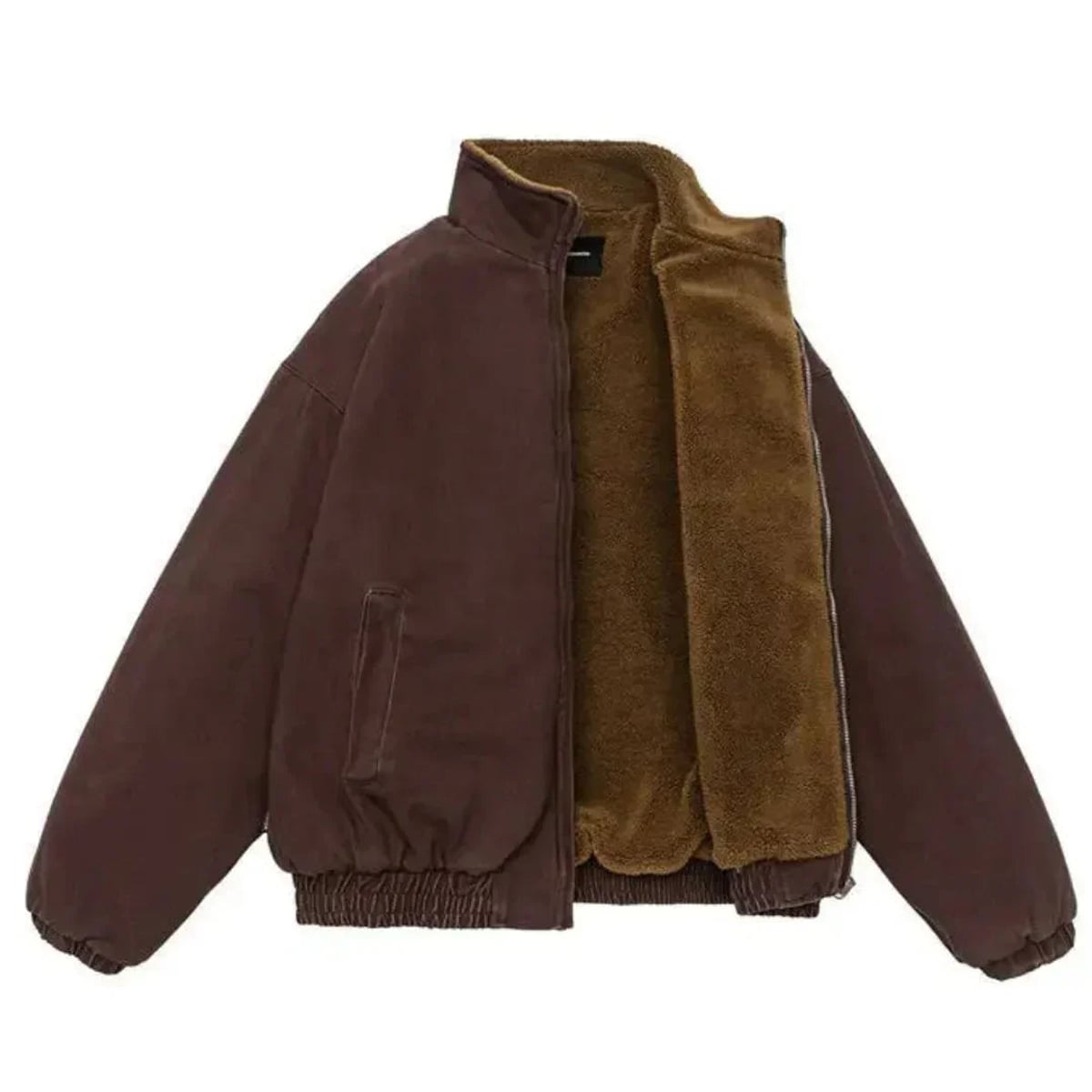 heren winterjas met sherpa voering in rood
