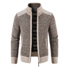 heren zip-through vest met staande kraag in koffiebruin