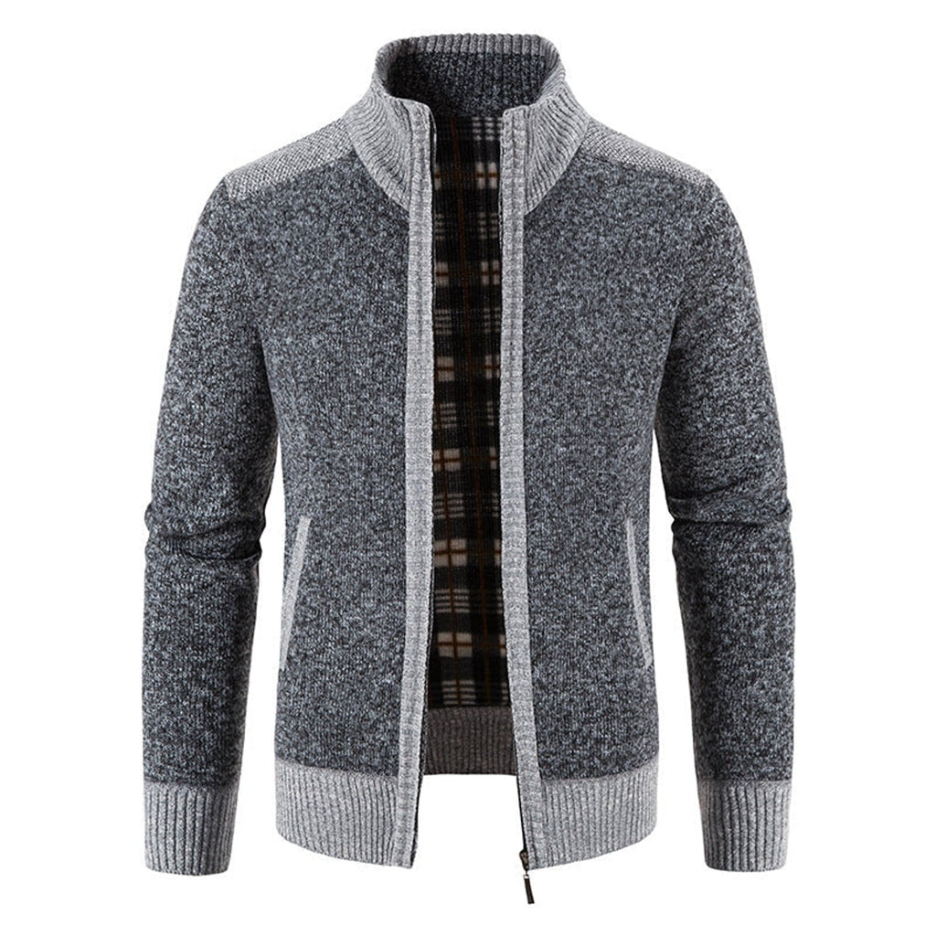 heren zip-through vest met staande kraag in donkergrijs