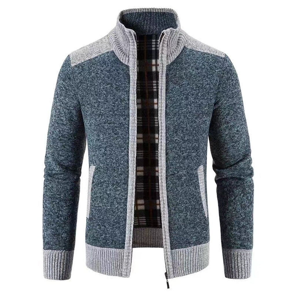 heren zip-through vest met staande kraag in blauw