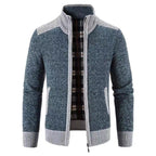 heren zip-through vest met staande kraag in blauw