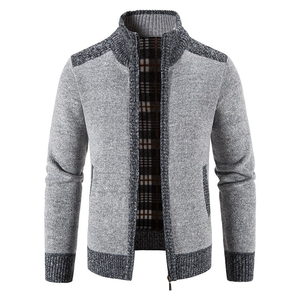 heren zip-through vest met staande kraag in lichtgrijs