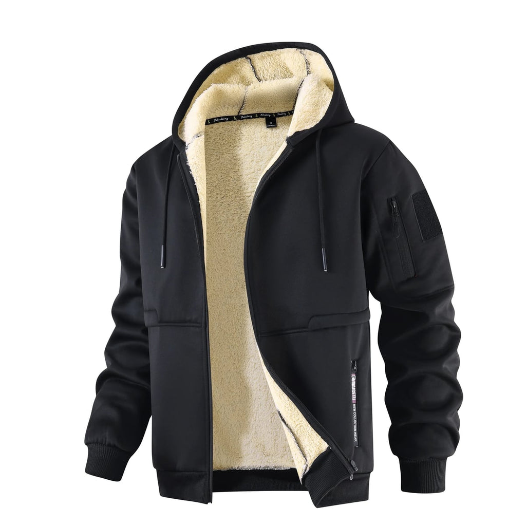 heren zip-up hoodie jas met capuchon in zwart