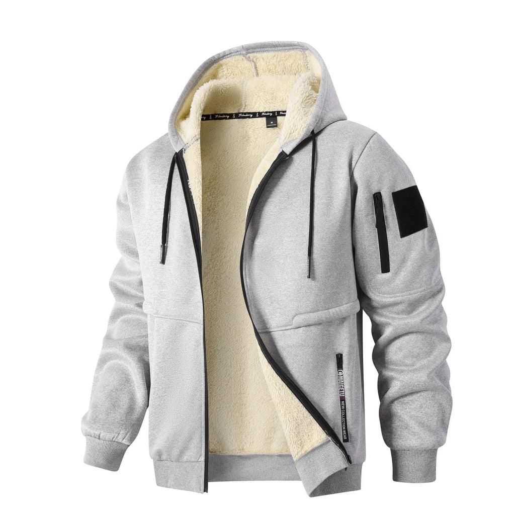 heren zip-up hoodie jas met capuchon in lichtgrijs