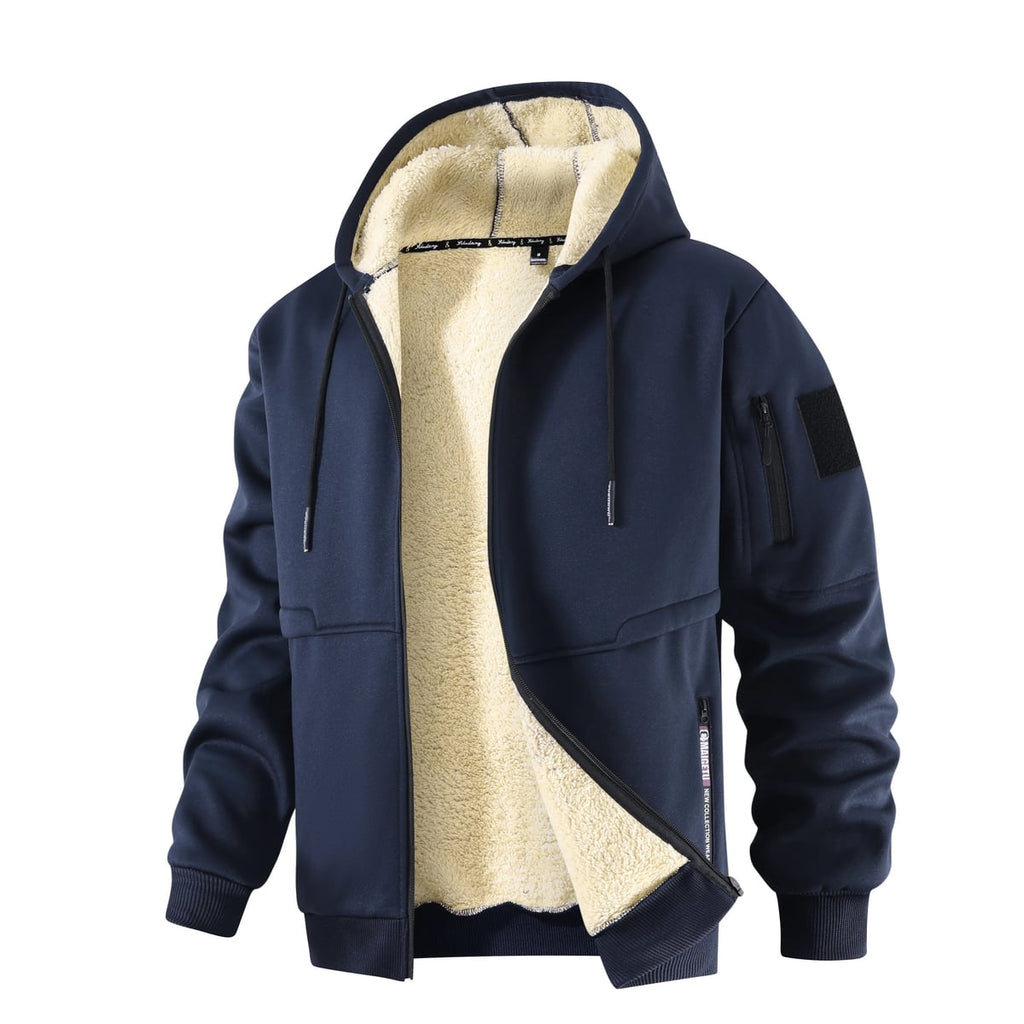 heren zip-up hoodie jas met capuchon in marineblauw