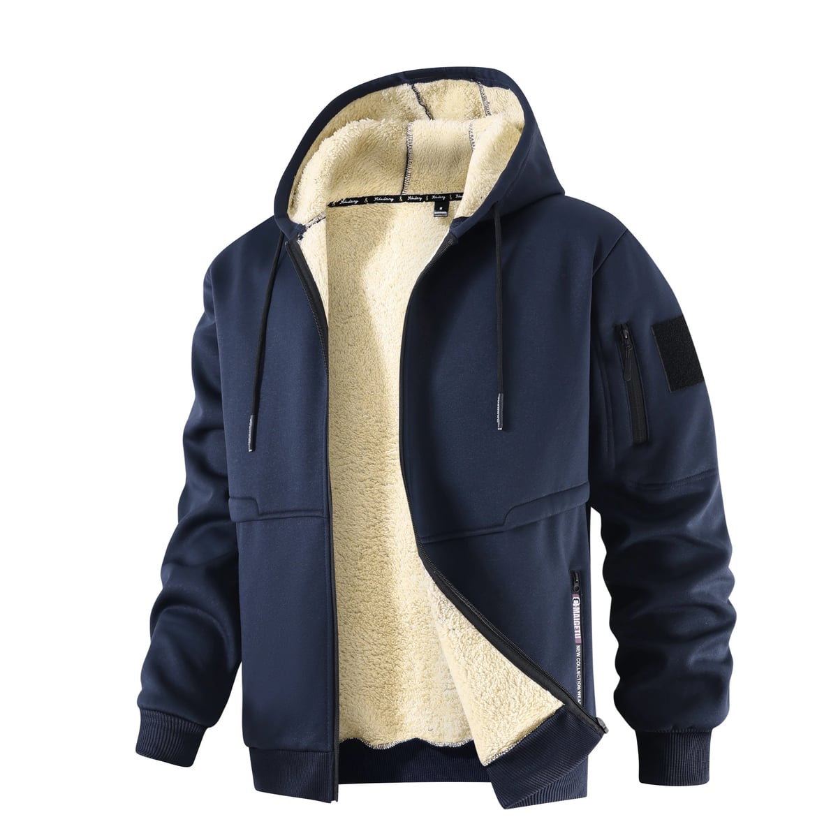 heren zip-up hoodie jas met capuchon in marineblauw