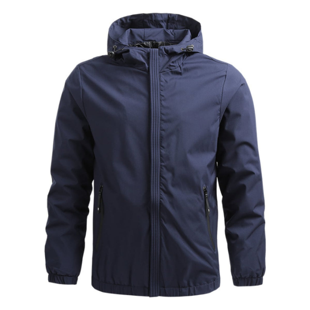 heren zip-up hoodie met verstelbare kap in donkerblauw