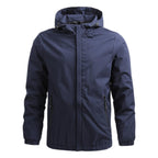 heren zip-up hoodie met verstelbare kap in donkerblauw