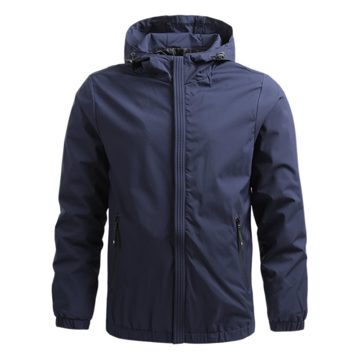 heren zip-up hoodie met verstelbare kap in donkerblauw