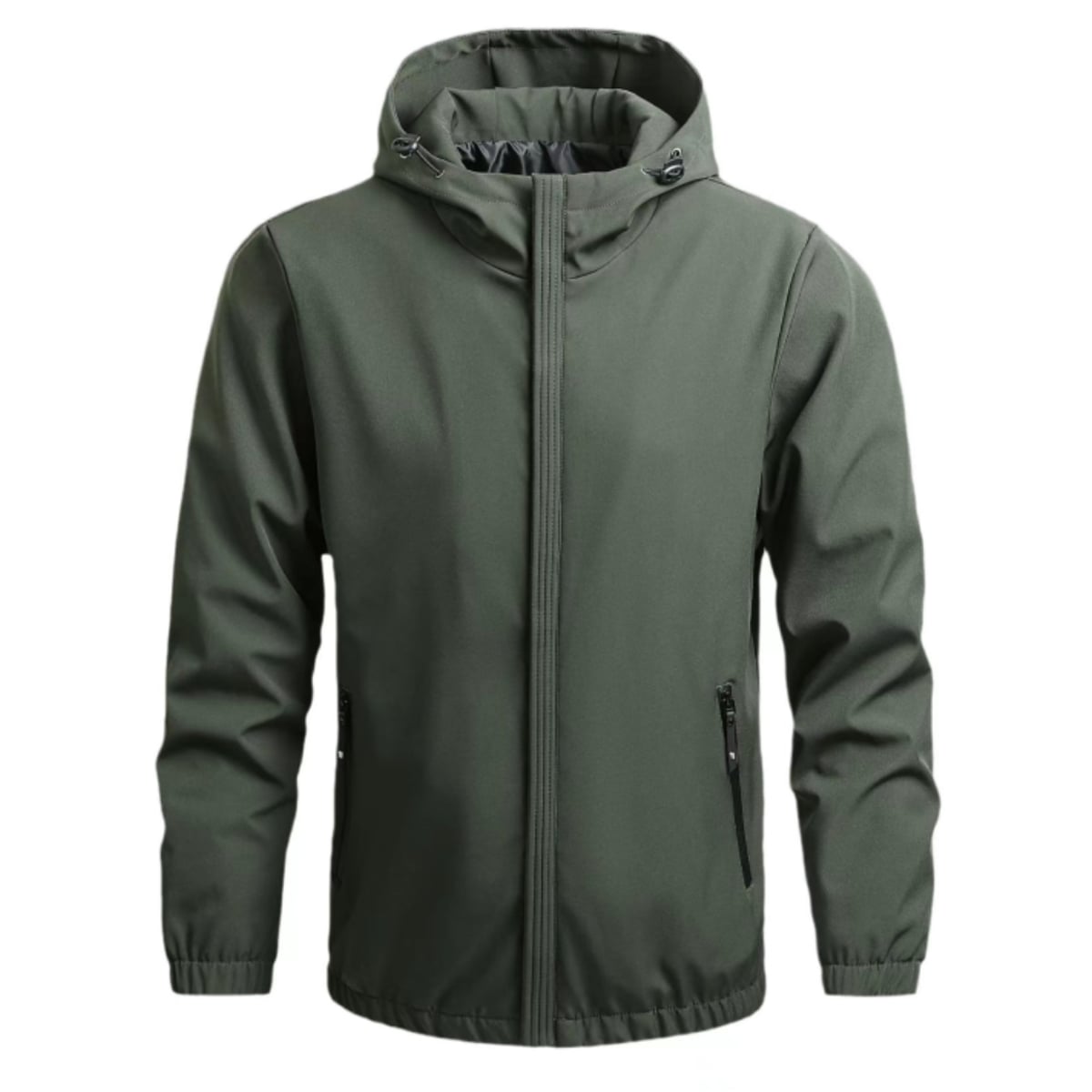 heren zip-up hoodie met verstelbare kap in groen