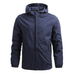 heren zip-up hoodie met verstelbare kap in blauw