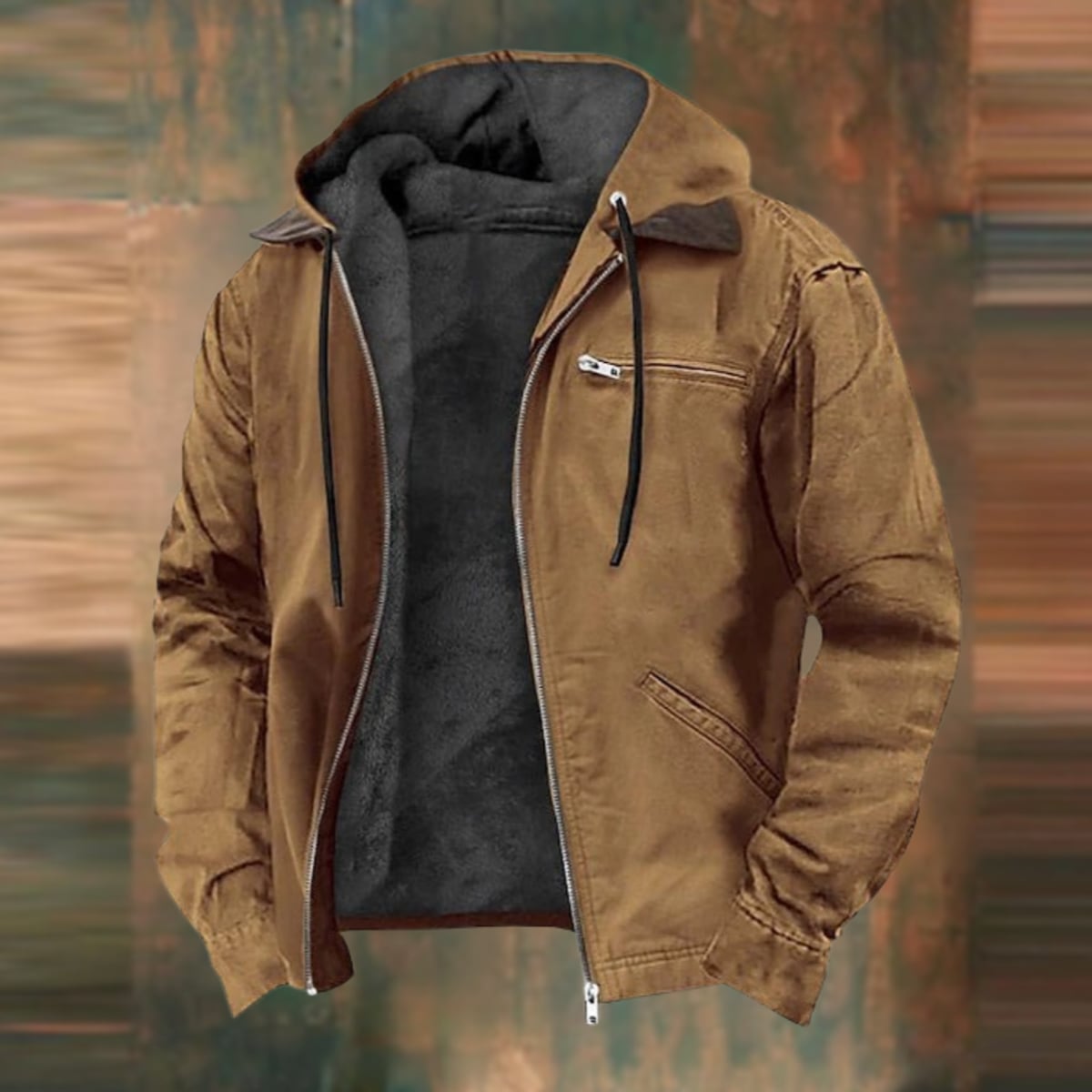 heren zip-up jack met meerdere zakken in bruin