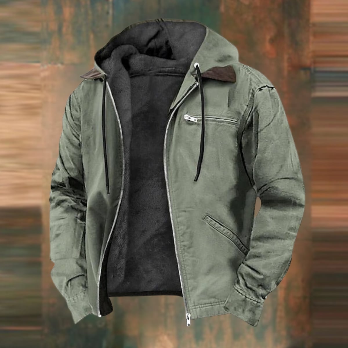 heren zip-up jack met meerdere zakken in groen