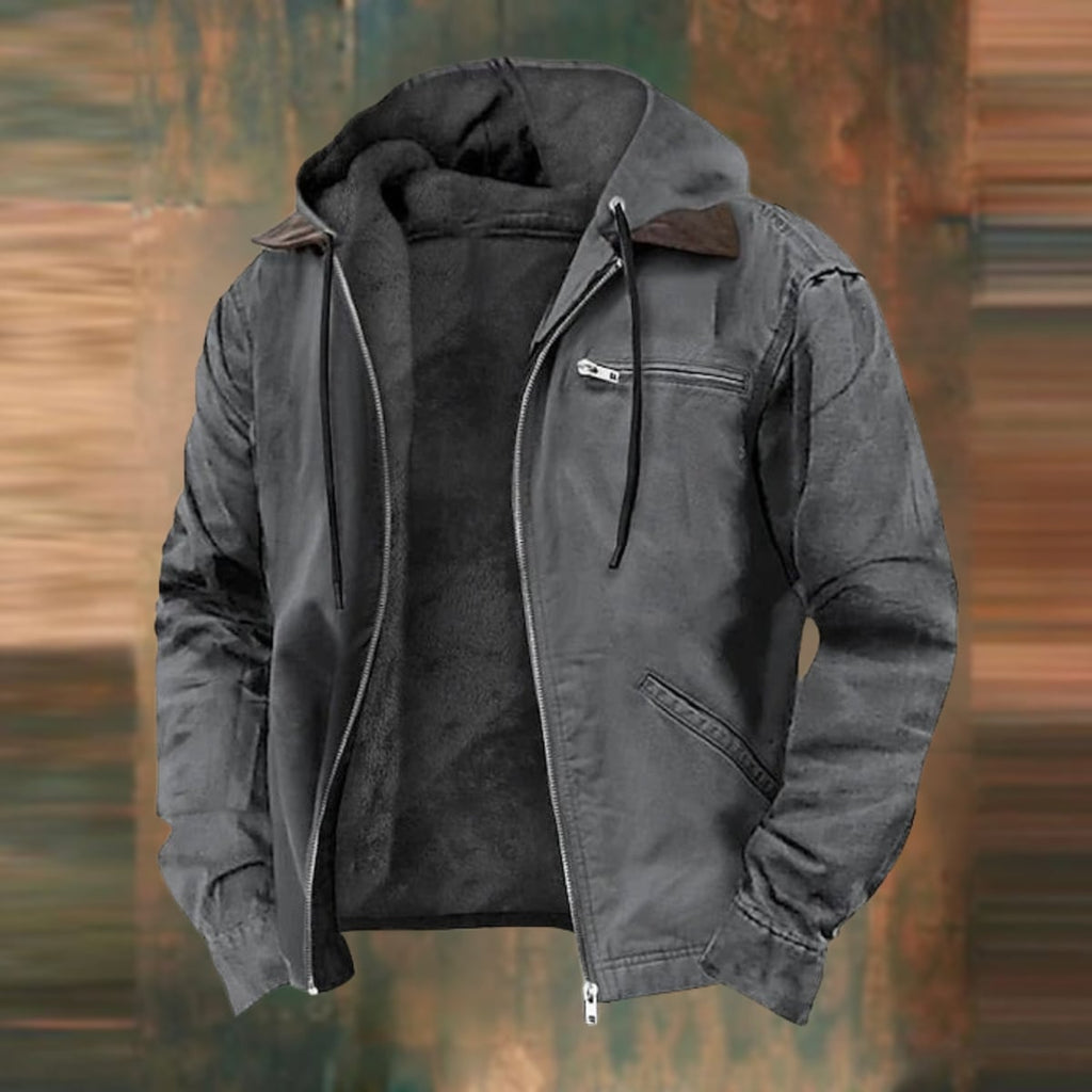 heren zip-up jack met meerdere zakken in grijs