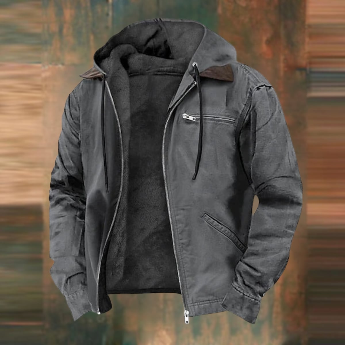 heren zip-up jack met meerdere zakken in grijs