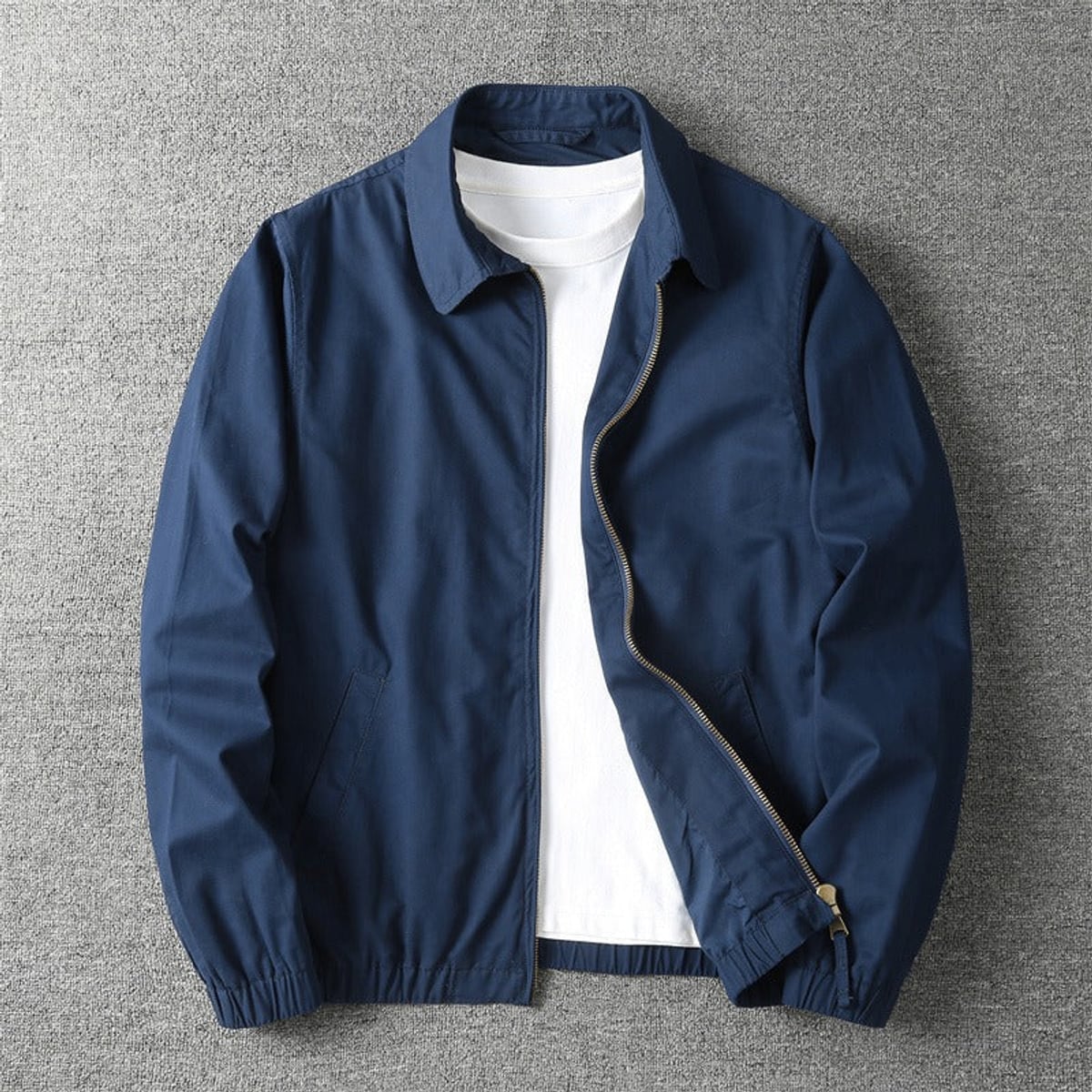 heren zip-up jacket met elastische boorden in marine