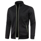 heren zip-up sportvest met ribboorden in zwart