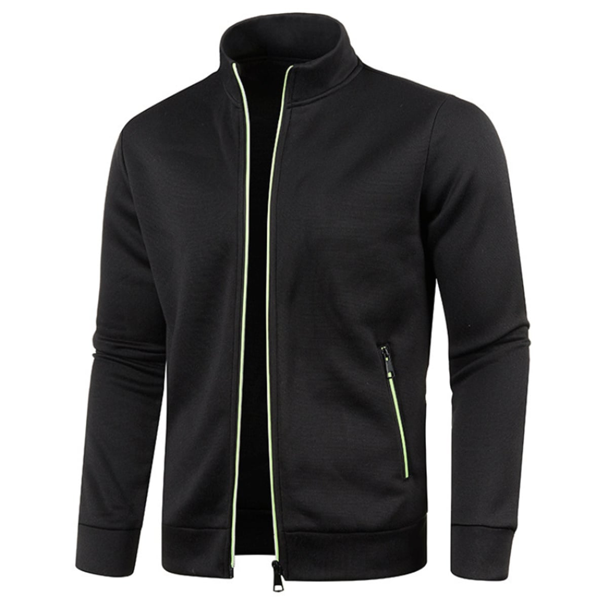 heren zip-up sportvest met ribboorden in zwart