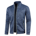 heren zip-up sportvest met ribboorden in blauw