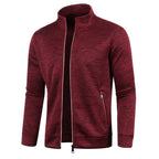 heren zip-up sportvest met ribboorden in rood