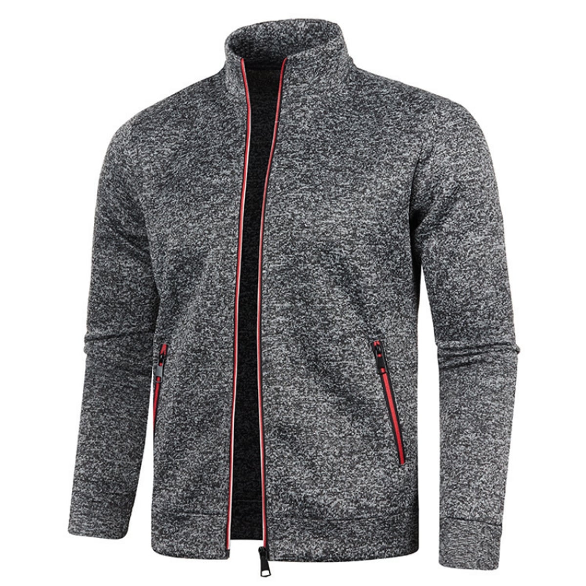 heren zip-up sportvest met ribboorden in grijs