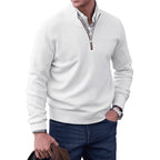 heren zip-up trui met opstaande kraag in wit
