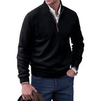 heren zip-up trui met opstaande kraag in zwart